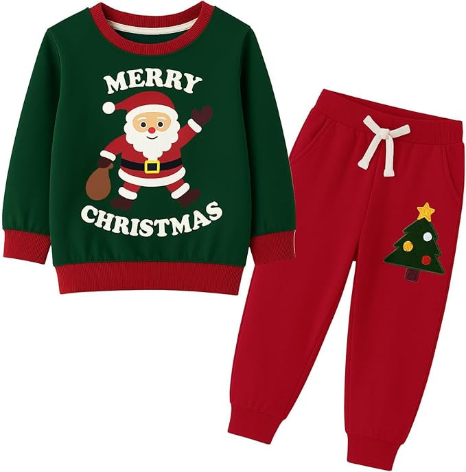 HILEELANG Toddler Boys Winter Clothes Set, 2-Piece Sweatshirt & Pants Long Sleeve Cotton Outfit f... | Amazon (US)