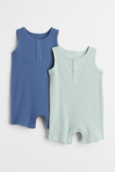 2-pack Sleeveless Cotton Romper Suits | H&M (US + CA)