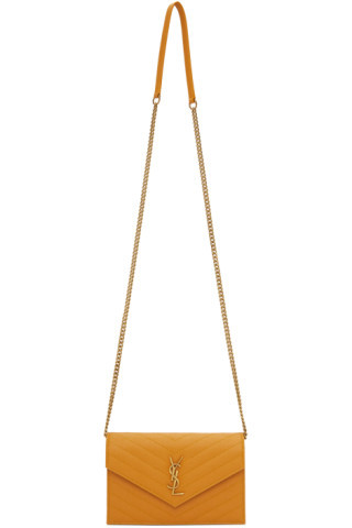 Yellow Monogramme Envelope Chain Wallet Bag | SSENSE