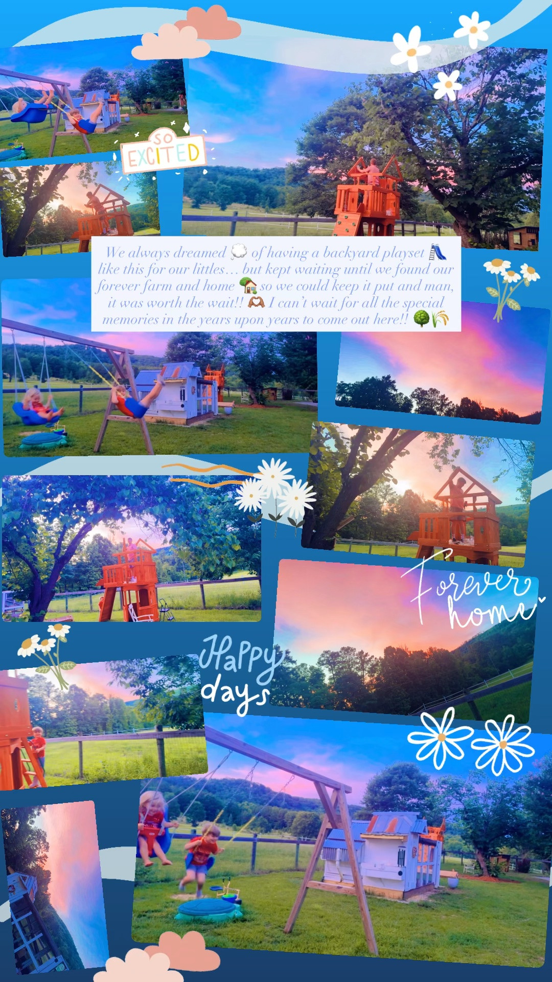 We always dreamed 💭 of having a backyard playset 🛝 like this for our littles… but kept waiting until we found our forever farm and home 🏡 so we could keep it put and man, it was worth the wait!! 🫶🏽 I can’t wait for all the special memories in the years upon years to come out here!! 🌳🌾