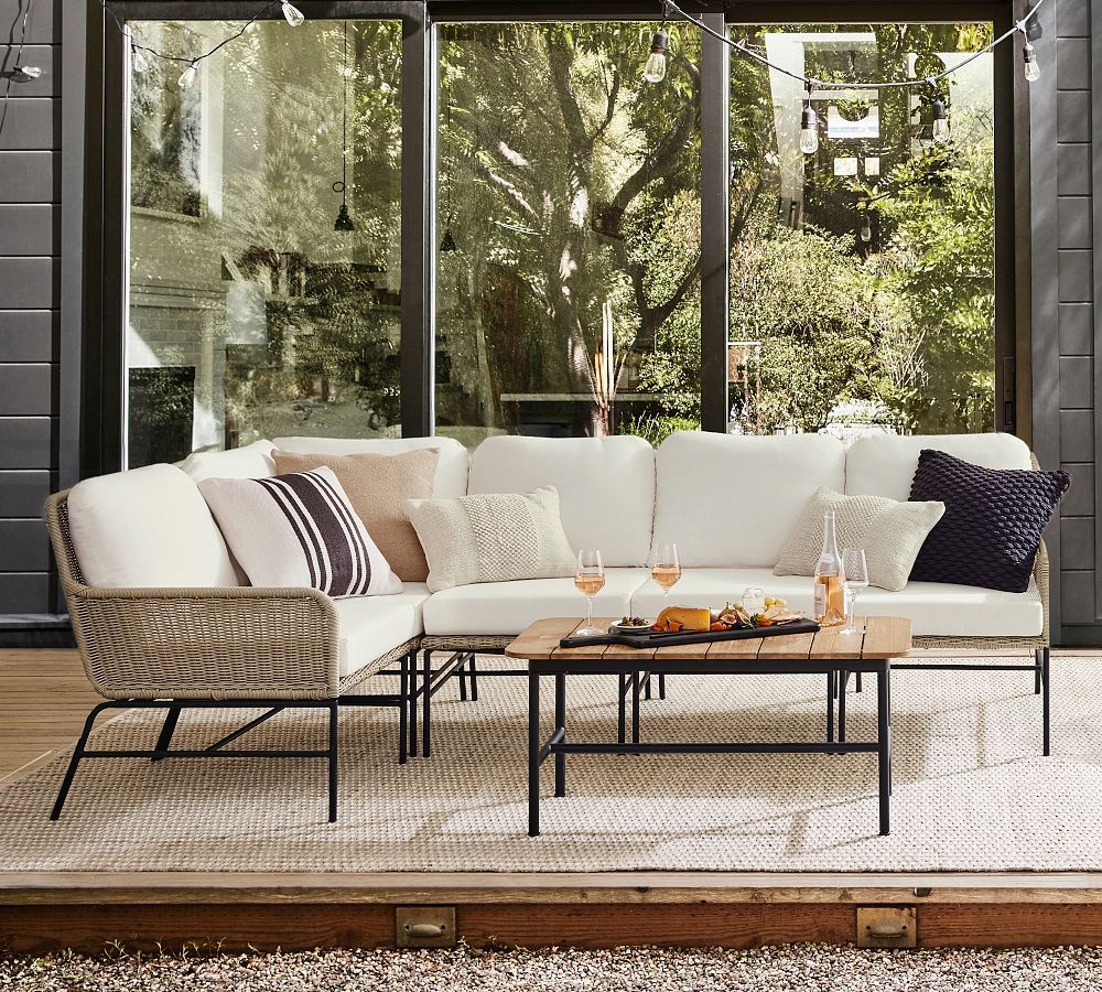Tulum 5-Piece L-Shaped Outdoor Sectional | Pottery Barn (US)