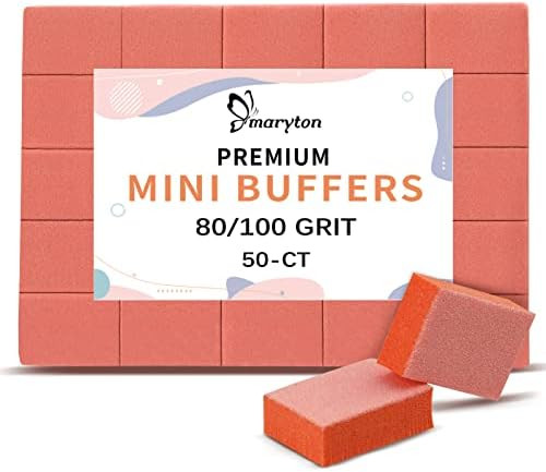 Maryton Mini Nail Buffer Blocks - 80/100 Grit Professional Salon Orange Buffers - Buff Nails Prio... | Amazon (US)