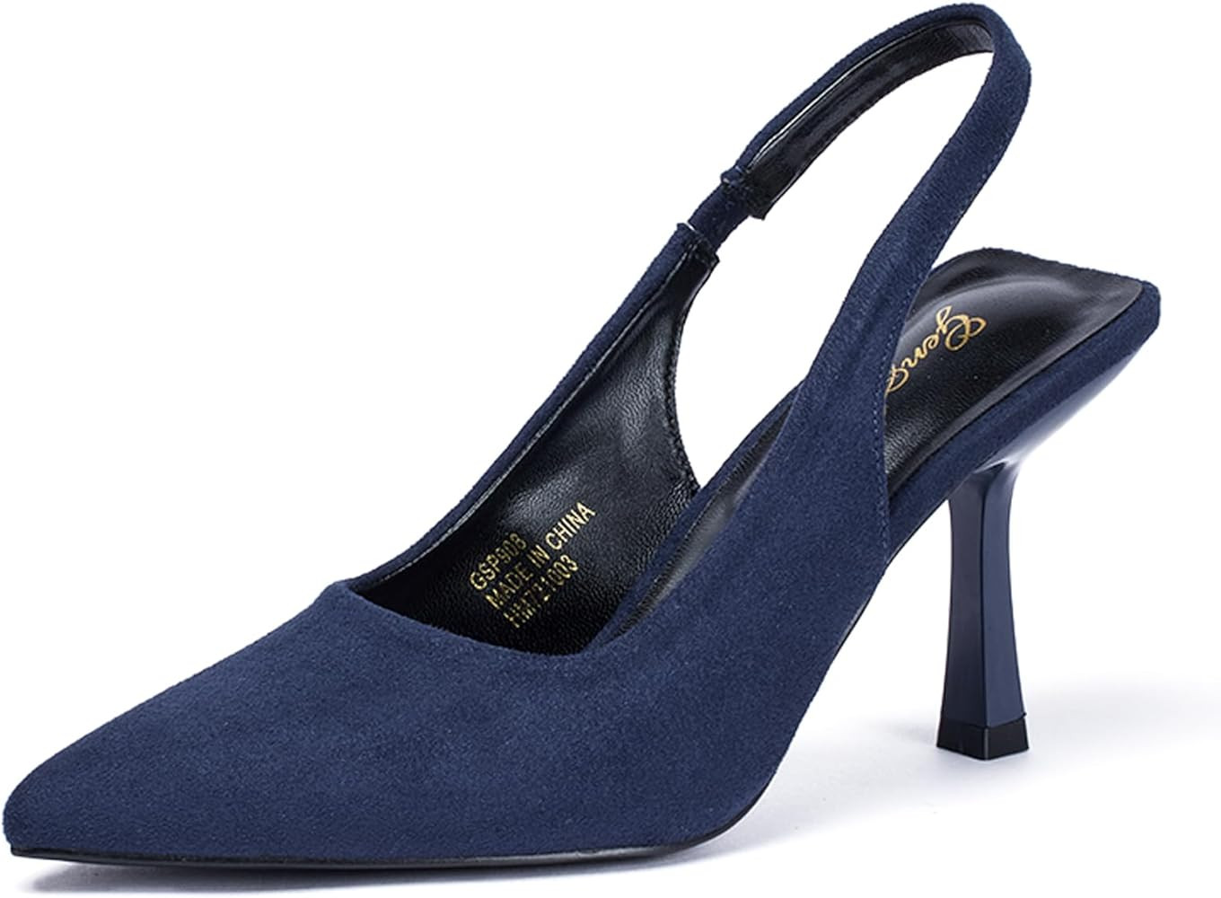 GENSHUO Women's Slingback Kitten Heel Pointed Closed Toe Stiletto Pumps Slip on Elastic Strap Wed... | Amazon (US)