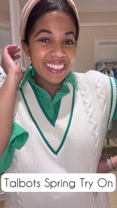 During my Spring outfit try on session at Talbots I found fun items like this vest, green button down, and comfy white jeans. 

#LTKstyletip #LTKSeasonal #LTKunder100