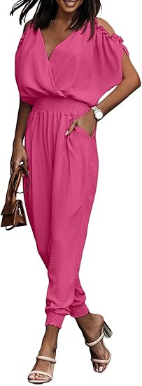 Dokotoo Jumpsuit for Womens Dressy Casual 2024 One Piece Romper Cold Shoulder Outfits for Summer | Amazon (US)