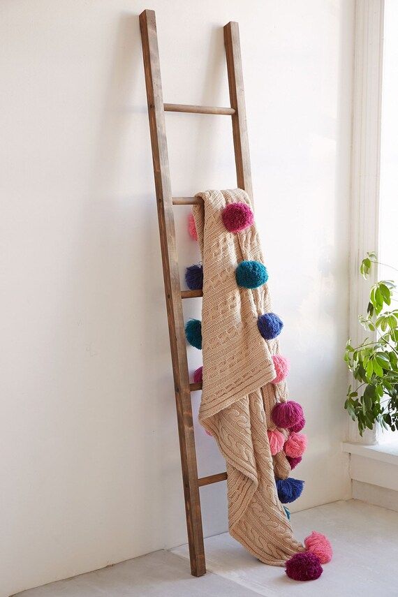 Wooden blanket storage ladder | Rustic blanket ladder | Reclaimed ladder| Blanket ladder decor | ... | Etsy (US)
