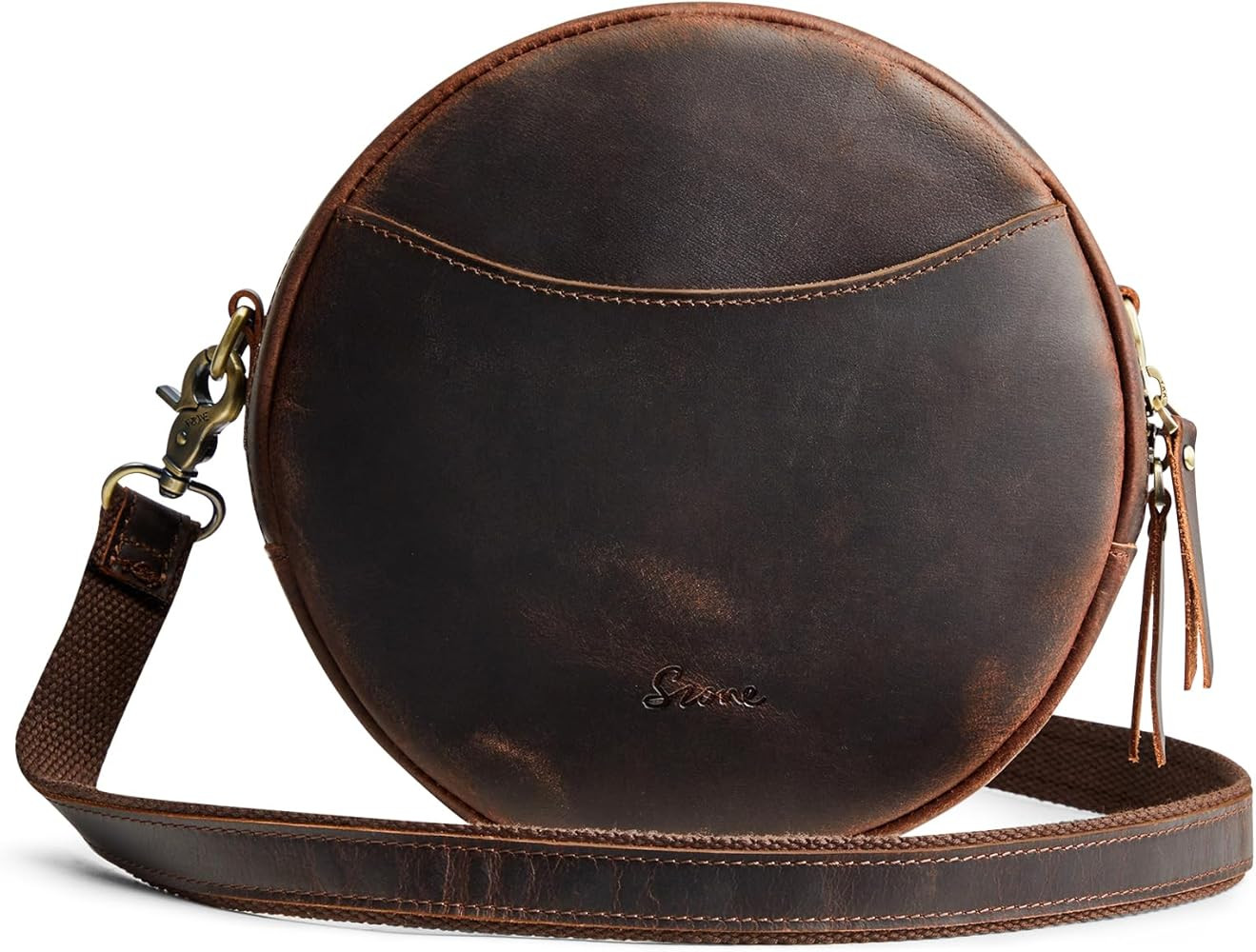 S-ZONE Bolsos cruzados de cuero para mujer, bolso de hombro redondo de moda para mujer | Amazon (US)