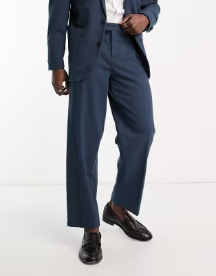 New Look relaxed fit suit pants in dark blue | ASOS (Global)