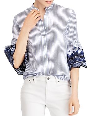 Lauren Ralph Lauren Embroidered Bell-Sleeve Top | Bloomingdale's (US)