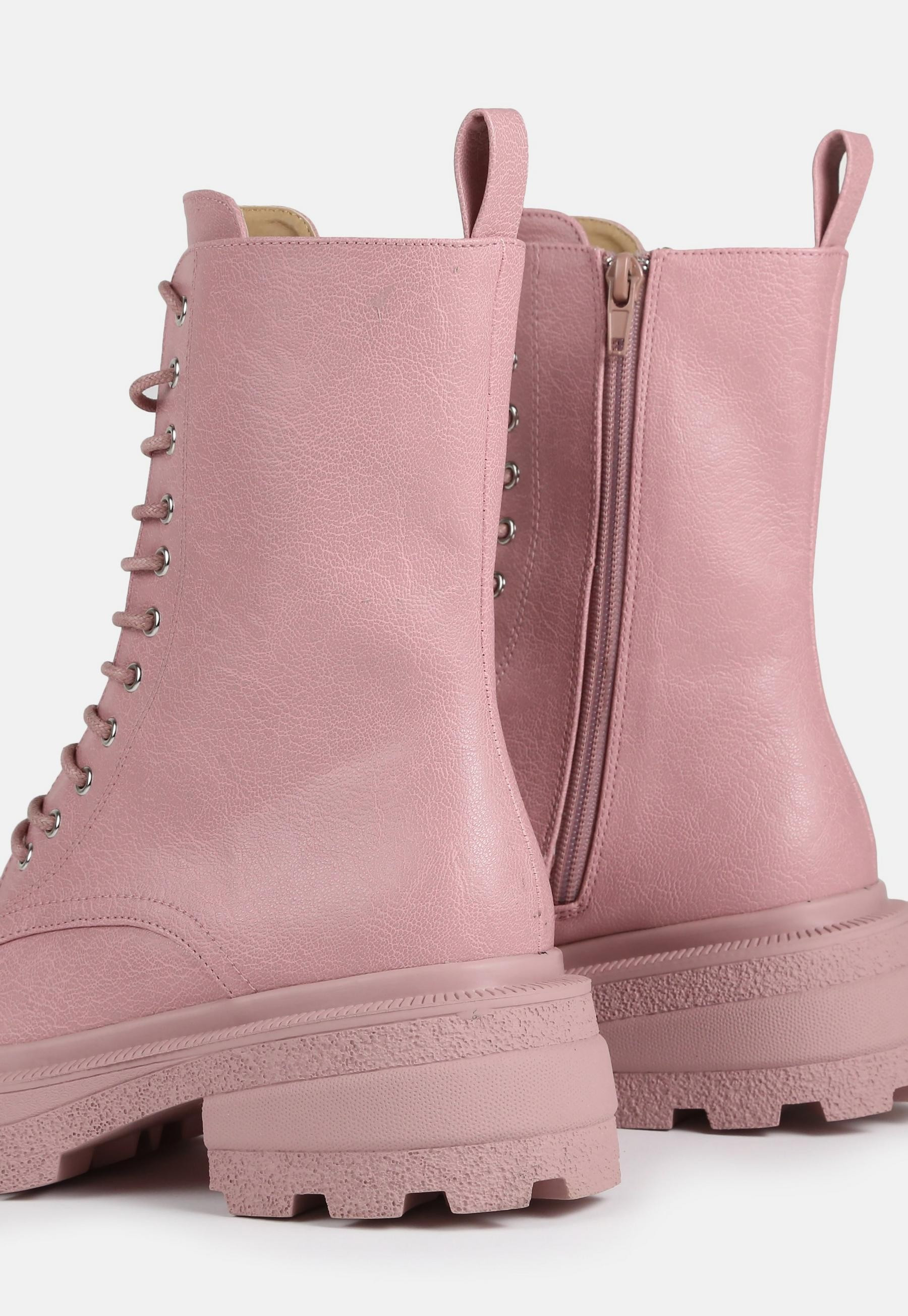Pink Lace Up Chunky Sole Ankle Boots | Missguided (UK & IE)