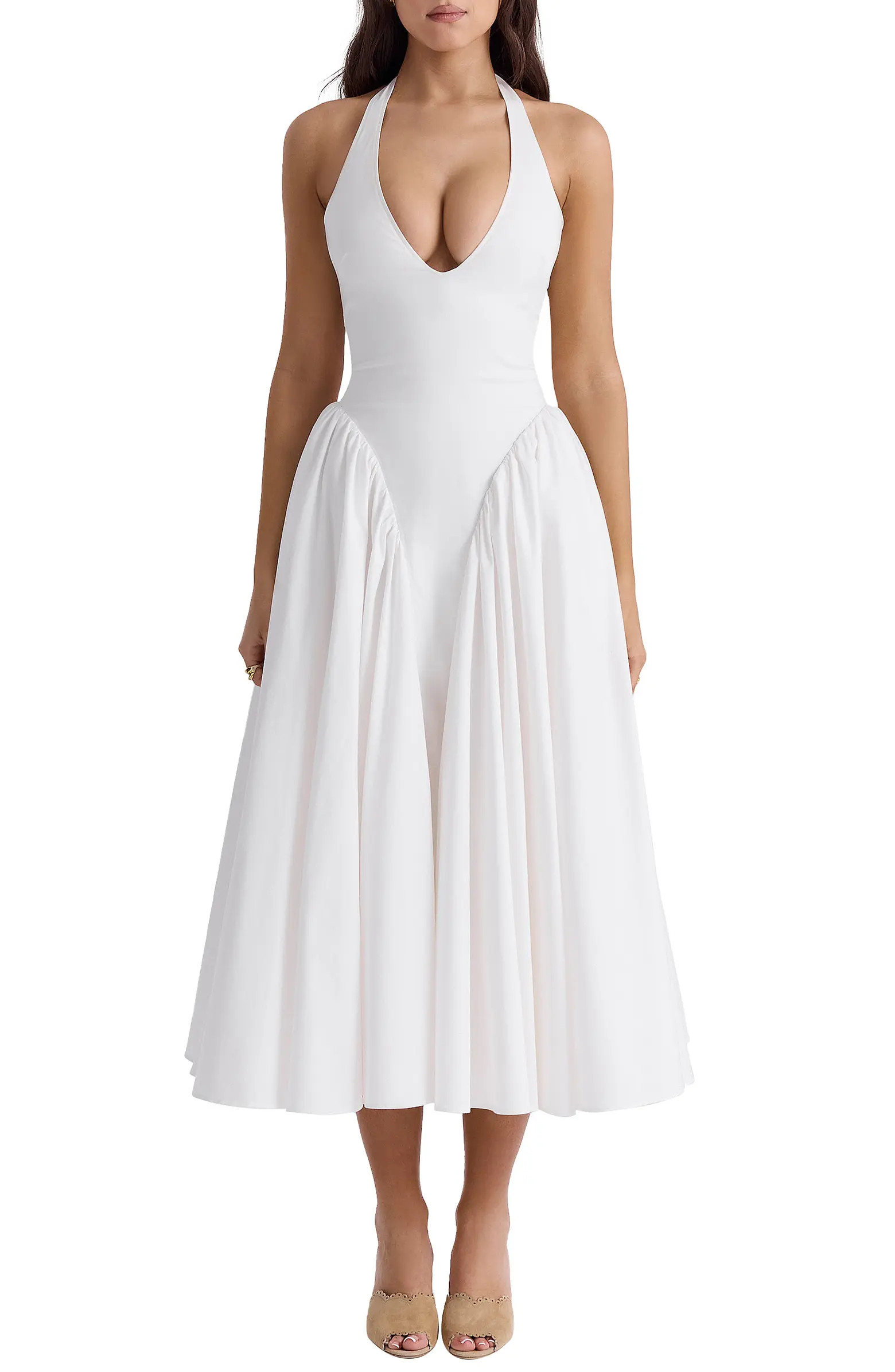 HOUSE OF CB Marilyn Gingham Halter Midi Sundress | Nordstrom | Nordstrom