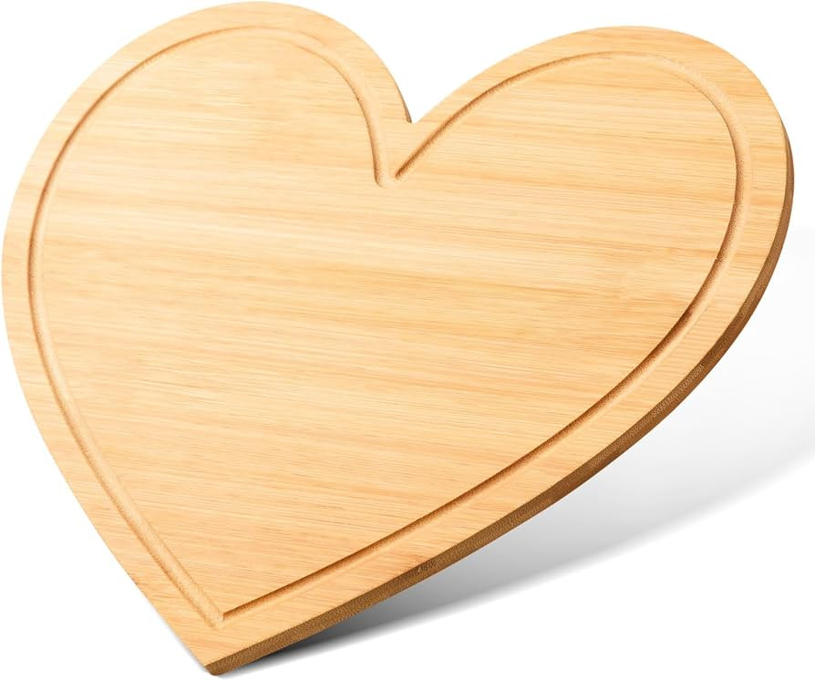 AWIZOM 1 Pcs Heart Shaped Cutting Board with Juice Groove Valentine's Day Bamboo Charcuterie Boar... | Amazon (US)