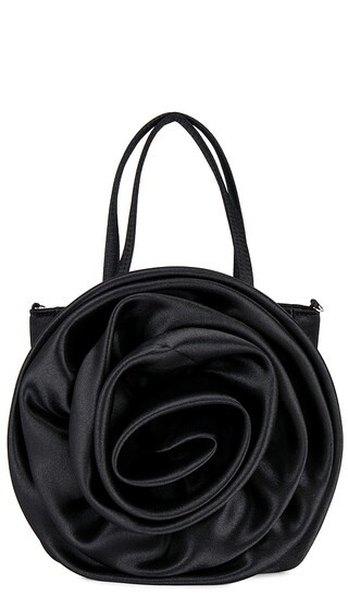 Rosette Satin Bag in Black | Revolve Clothing (Global)