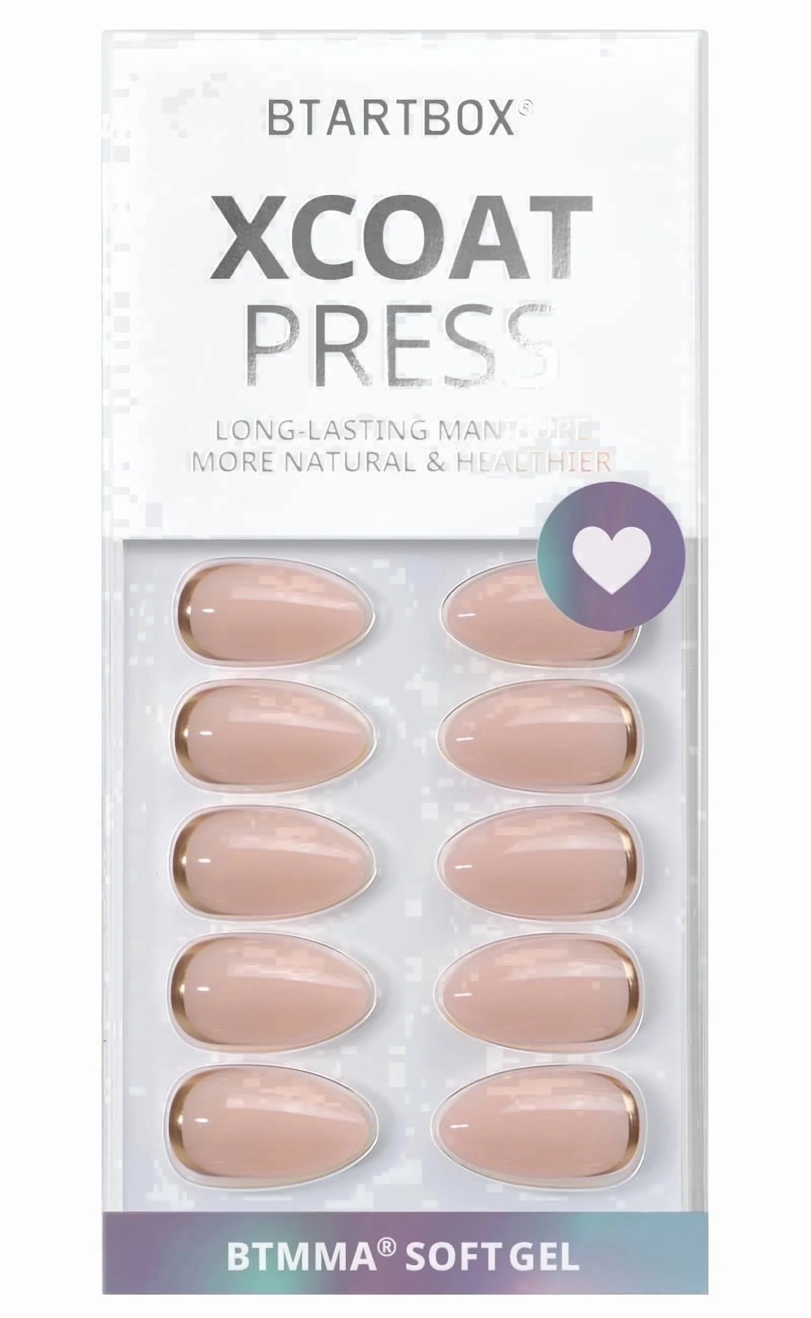 BTArtbox Press-On Nails - Gold End, Short Almond, Lamp-Curable, 4-Week Wear, Easy-to-Apply, 32 Co... | Walmart (US)