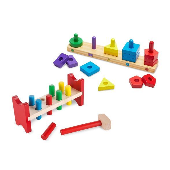Melissa & Doug Classic Wooden Toy Bundle - Pound-A-Peg, Stack and Sort Board | Target