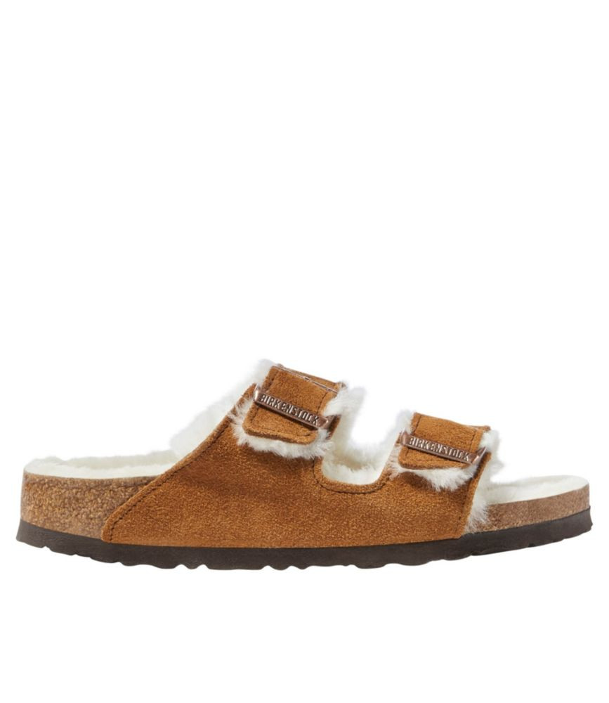Women's Birkenstock Arizona Sandals, Suede Shearling Mink/Natural 41(B), Suede Leather | L.L. Bean