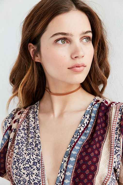 Allie Leather Choker Necklace,BROWN,ONE SIZE | Urban Outfitters US