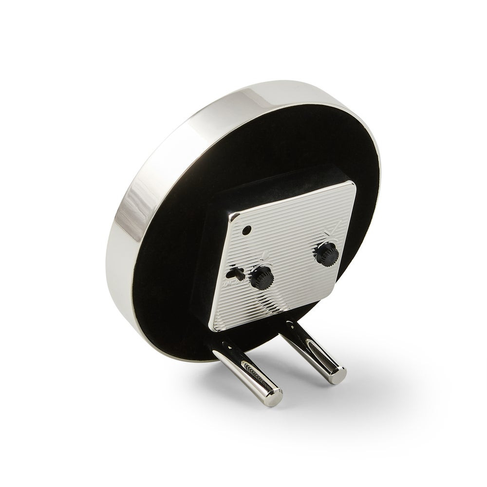 Courtly Check Silver Plated Round Desk Clock | MacKenzie-Childs