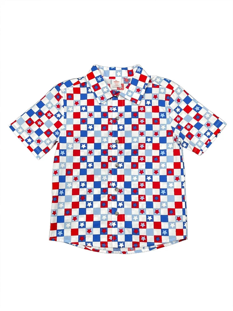 Way To Celebrate Big Boy Woven Button Up, Sizes 4-18 | Walmart (US)