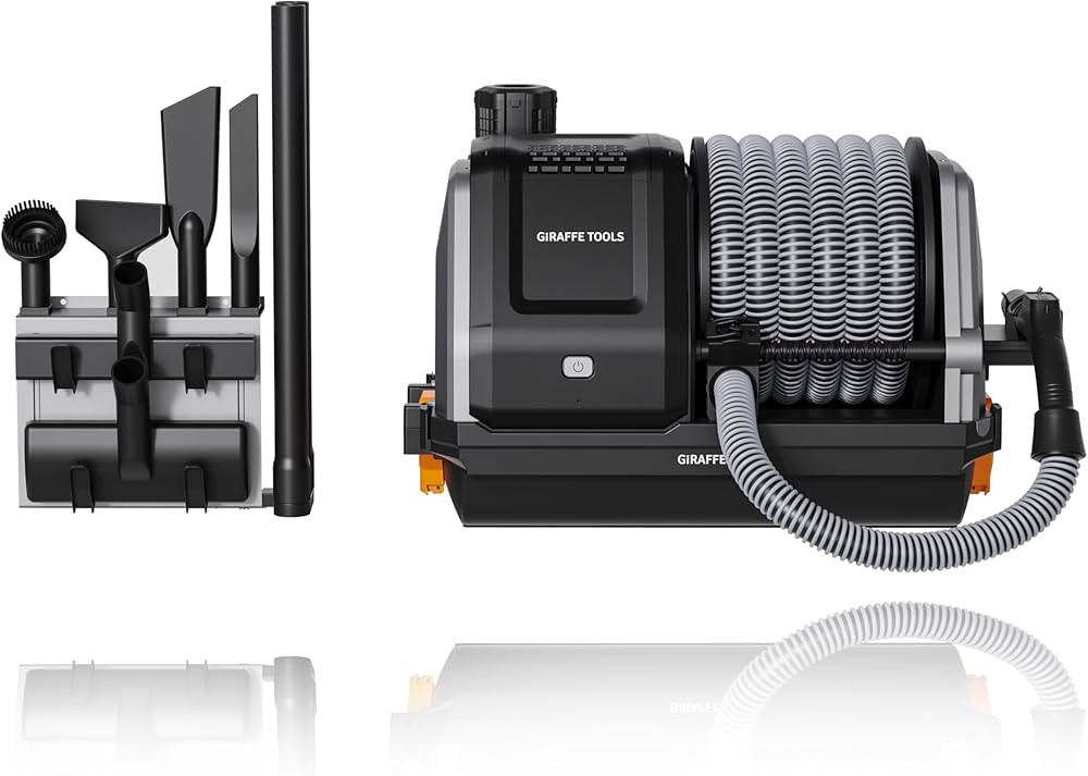 Giraffe Tools Grandstorm Retractable Vacuum with 30 FT Hose Anti-Kink, Wall-Mounted Vacuum Cleane... | Amazon (US)