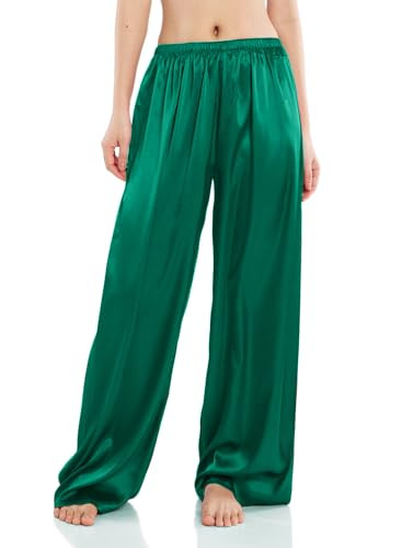 Wantschun Womens Wide Leg Pajama Pants Satin Silk Casual Loose Elastic Waist Lounge Pants Pj Bott... | Amazon (US)