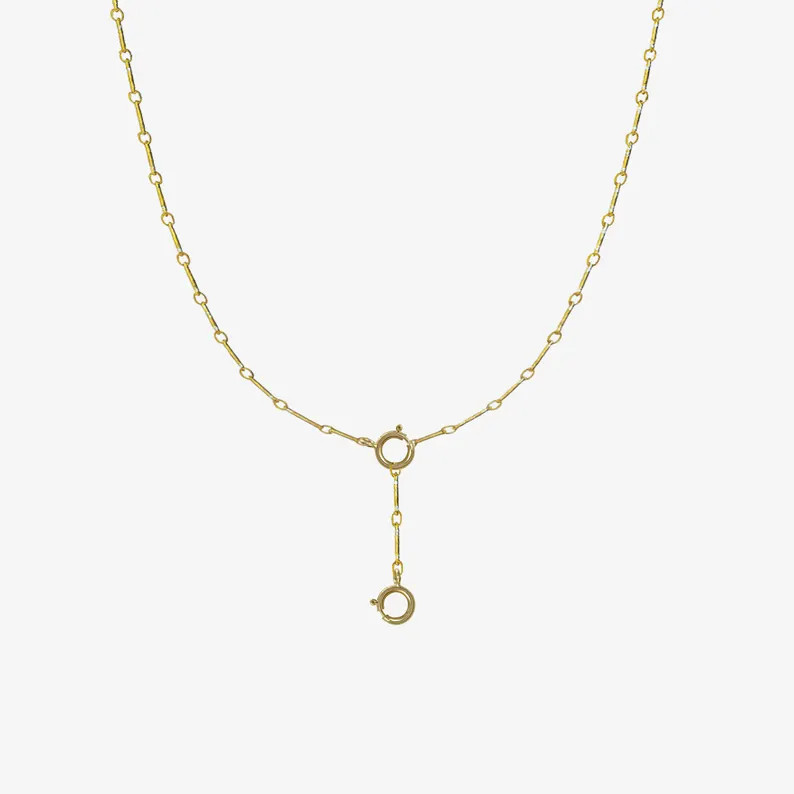 Lariat Bar Link Charm Necklace Customizable Length and Dual Clip | Etsy (Global)