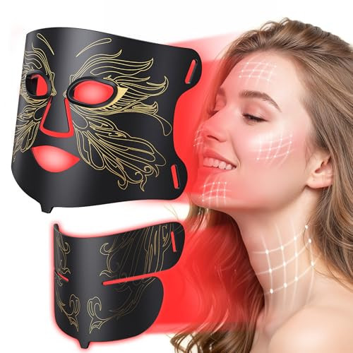 LED Light Therapy mask (E106A) Red Light Therapy for Face and Neck, 7 Colors Red Light Therapy Mask, Led Face Mask Light Therapy with 324 LED, 5 Brightness Levels & 20 Mins Timer for Home & Travel | Amazon (US)