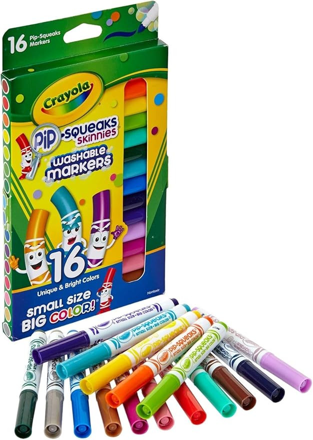 Crayola Washable Pip-Squeaks Skinnies Markers 16-Count per Pack (1-Pack) | Amazon (US)