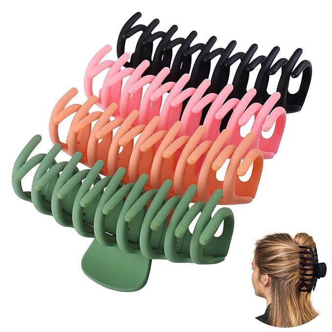 GLAMFIELDS Big Hair Claw Clips 4.3 Inch Nonslip Large Matte Claw Clip for Women and Girls Thin Ha... | Amazon (US)