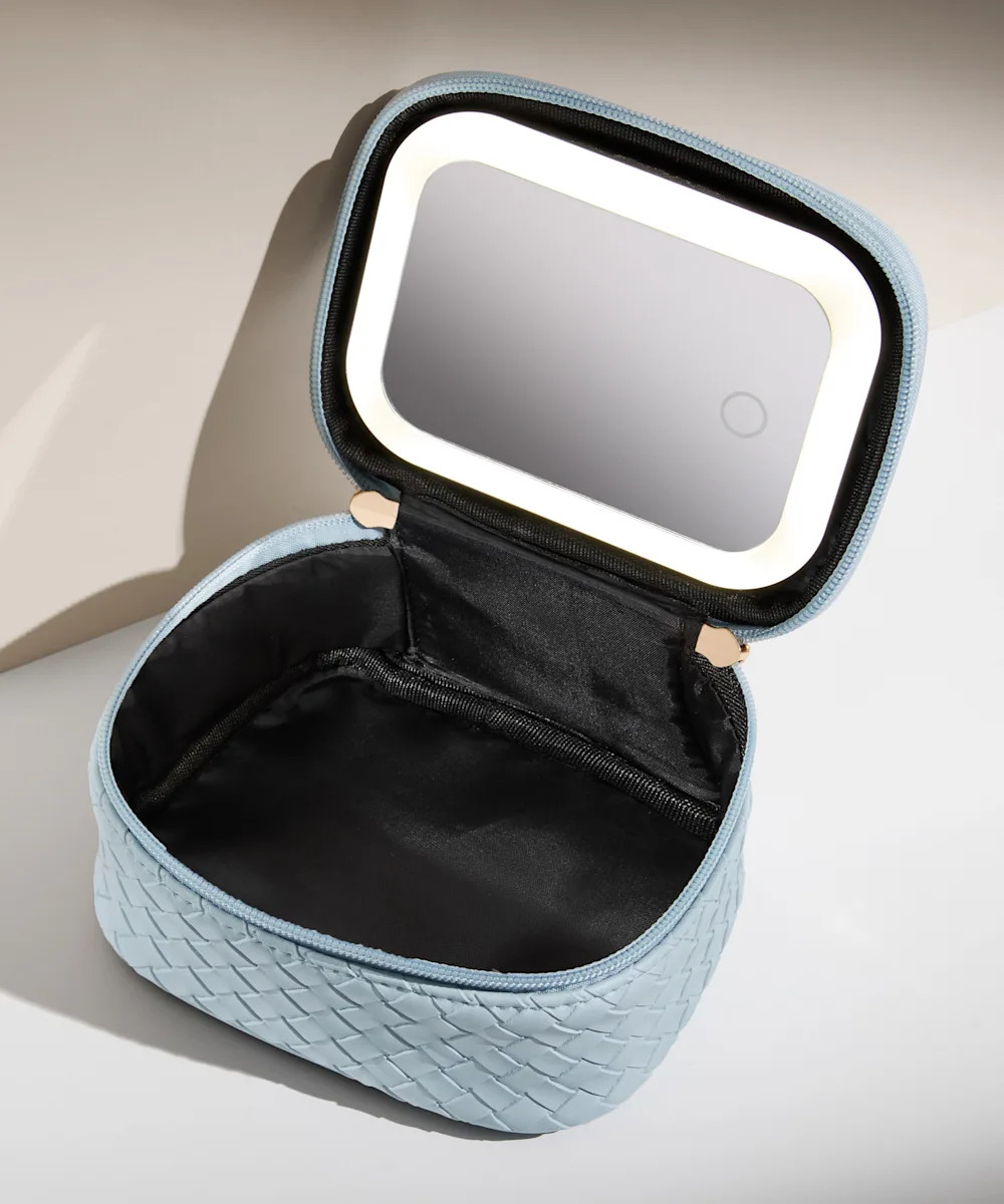 LED Mirror Mini Travel Beauty Bag Blue | Beauty Bay