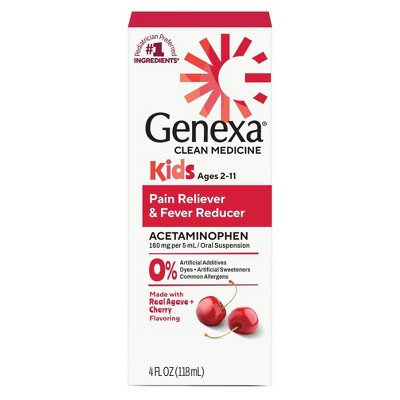 Genexa Kids' Pain & Fever Syrup - Acetaminophen - Cherry - 4 fl oz: 160mg Strength, 1-Pack | Target