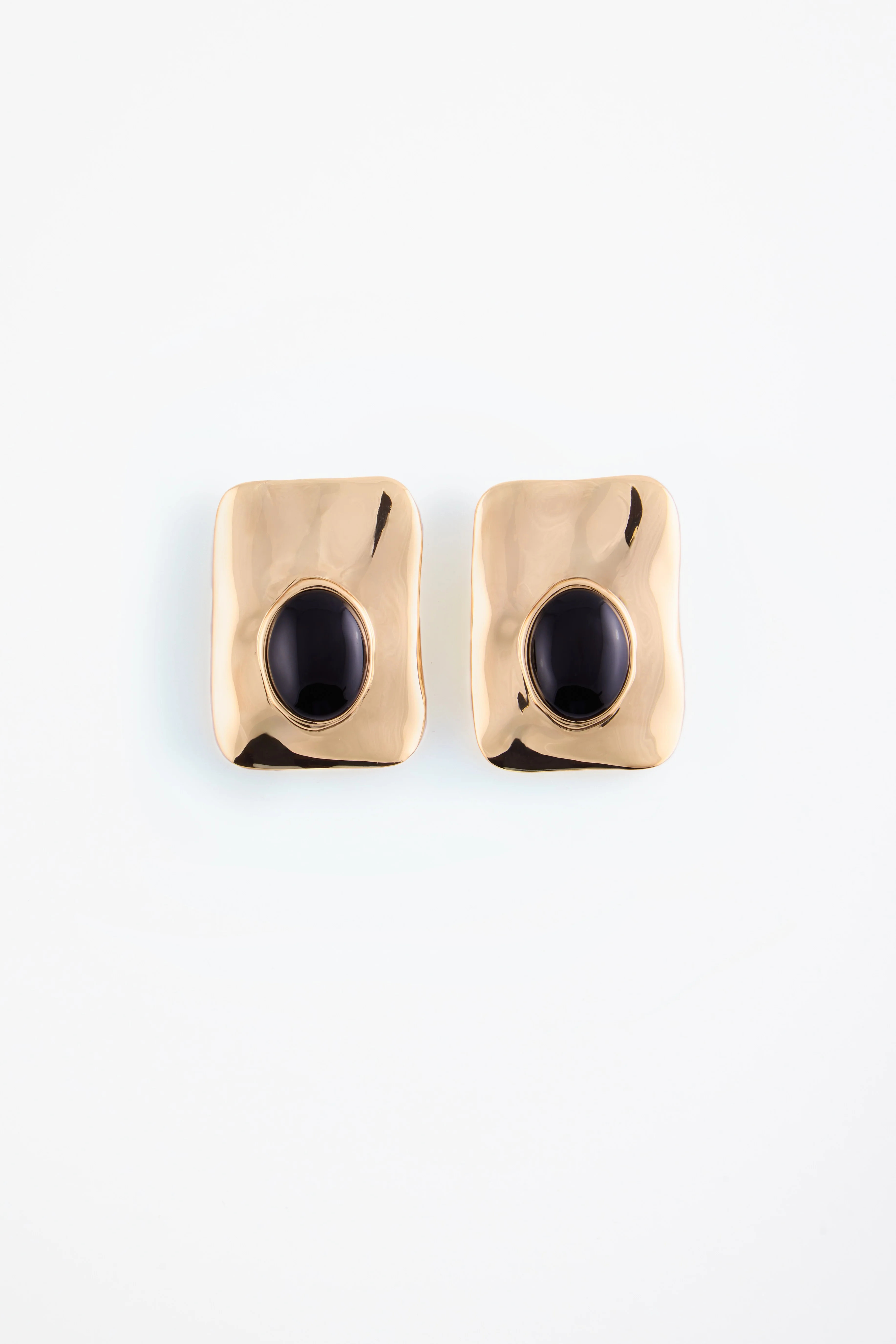 Hammered Stone Earring (Gold/Black) Gold/Black | SAME