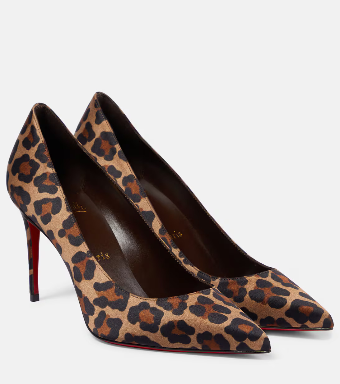 Kate 85 leopard-print satin pumps | Mytheresa (US/CA)