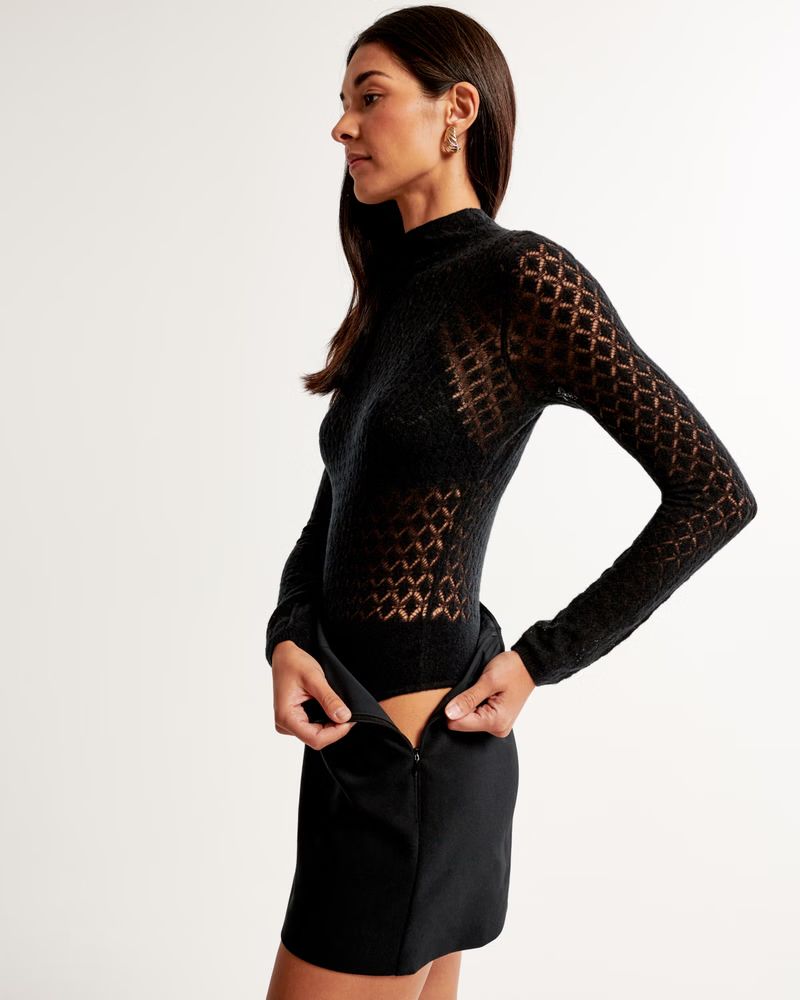 Merino Wool-Blend Pointelle Bodysuit | Abercrombie & Fitch (US)