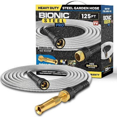 Bionic Steel Pro Garden Hose 125Ft 304 Stainless Steel Metal Garden Hose with Metal Nozzle Water Hose | Target