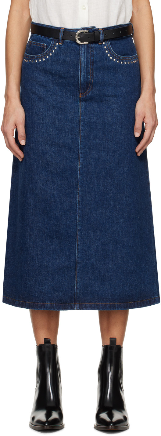 A.P.C. Indigo Redwood Denim Midi Skirt | SSENSE
