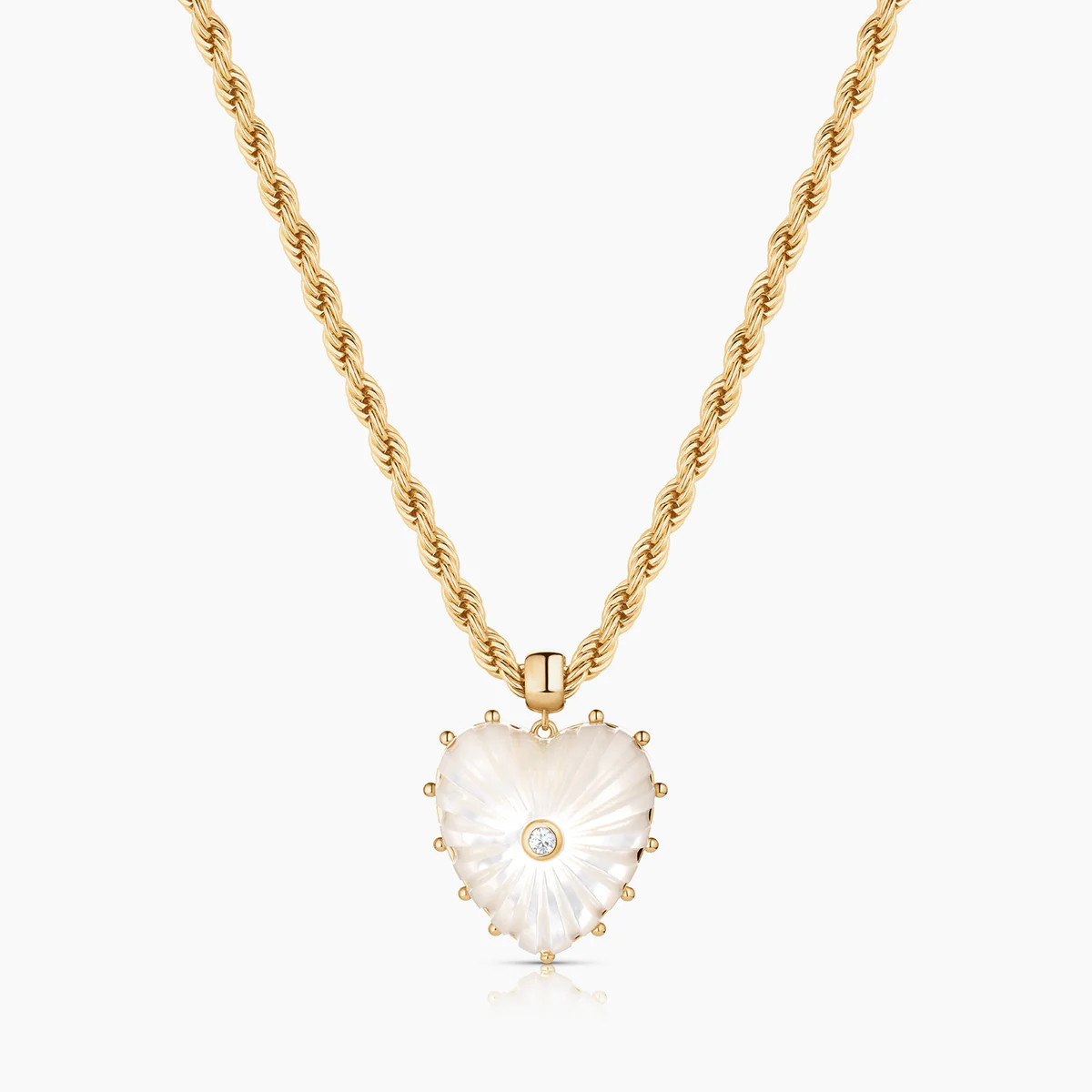 Malene Mother of Pearl Heart Rope Necklace | THATCH