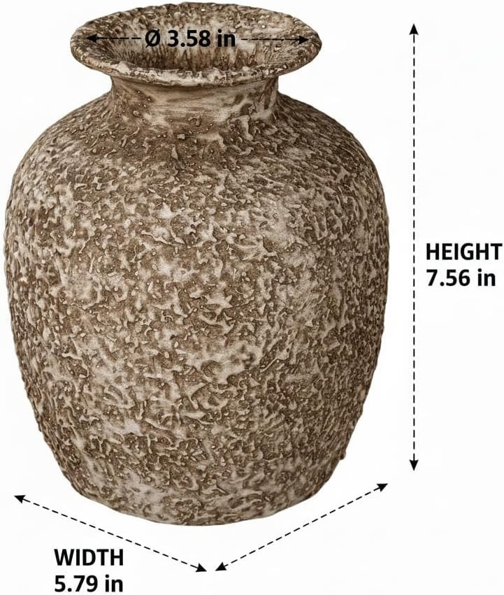 Amazon.com: Wancetang Brown Ceramic Vase - 7 Inch Rustic Textured Vase for Flower, Terracotta Far... | Amazon (US)