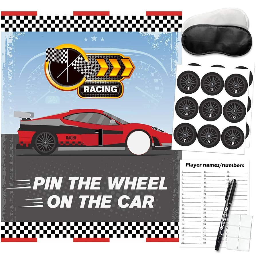 Cars Party Games, Pin The Wheel On The Car, Race Car Party Birthday Party Decorations Supplies De... | Amazon (US)
