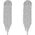 fxmimior Boho Rhinestones Tassels Statement Silver Earrings for Women and Girls Long Chain fashio... | Amazon (US)