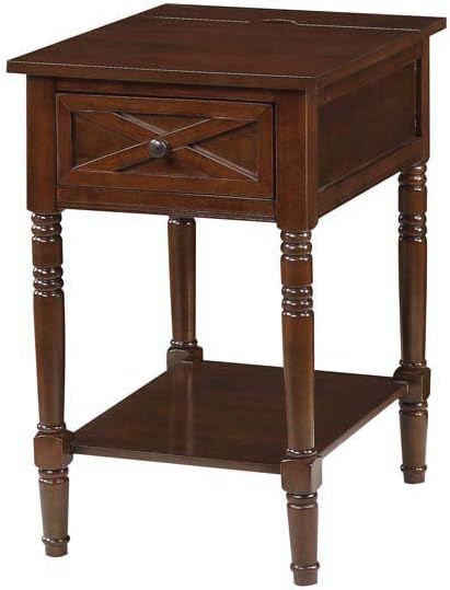 Convenience Concepts Country Oxford End Table with Charging Station, Espresso | Amazon (US)