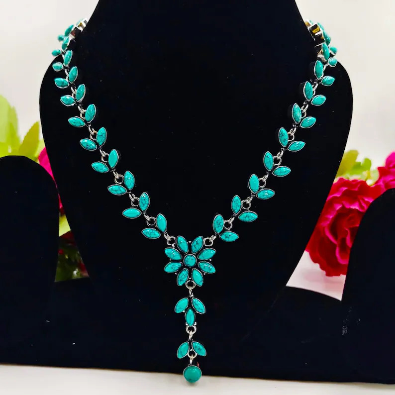 Handmade Sleeping Beauty Turquoise Necklace, 925 Sterling Silver Jewelry Gift For Her | Etsy (Global)