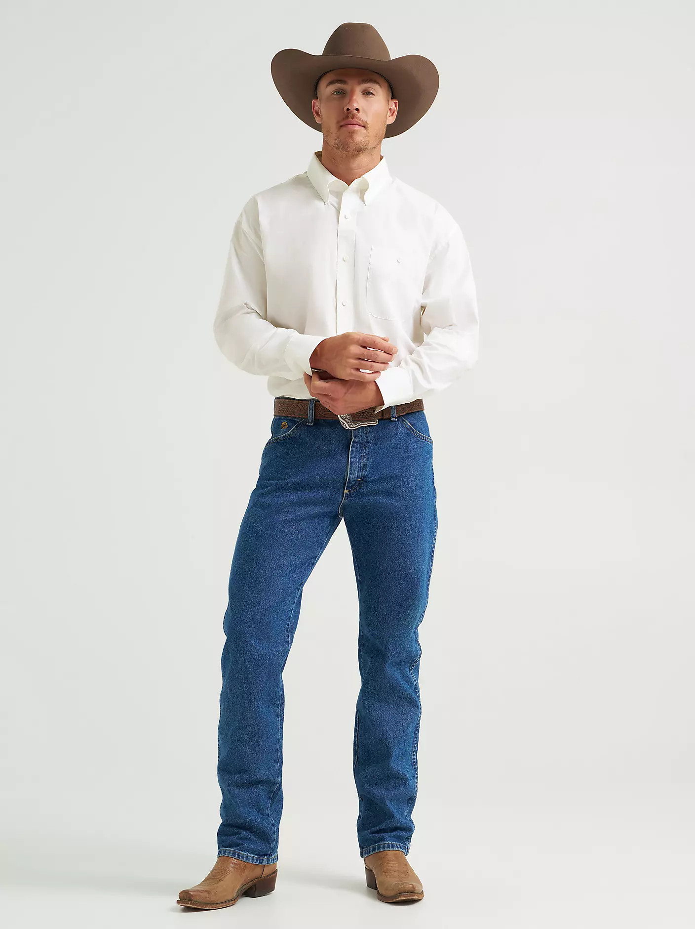 Men's George Strait & Wrangler\u00ae National Patriot\u2122 Button Down Solid Shirt | Wrangler