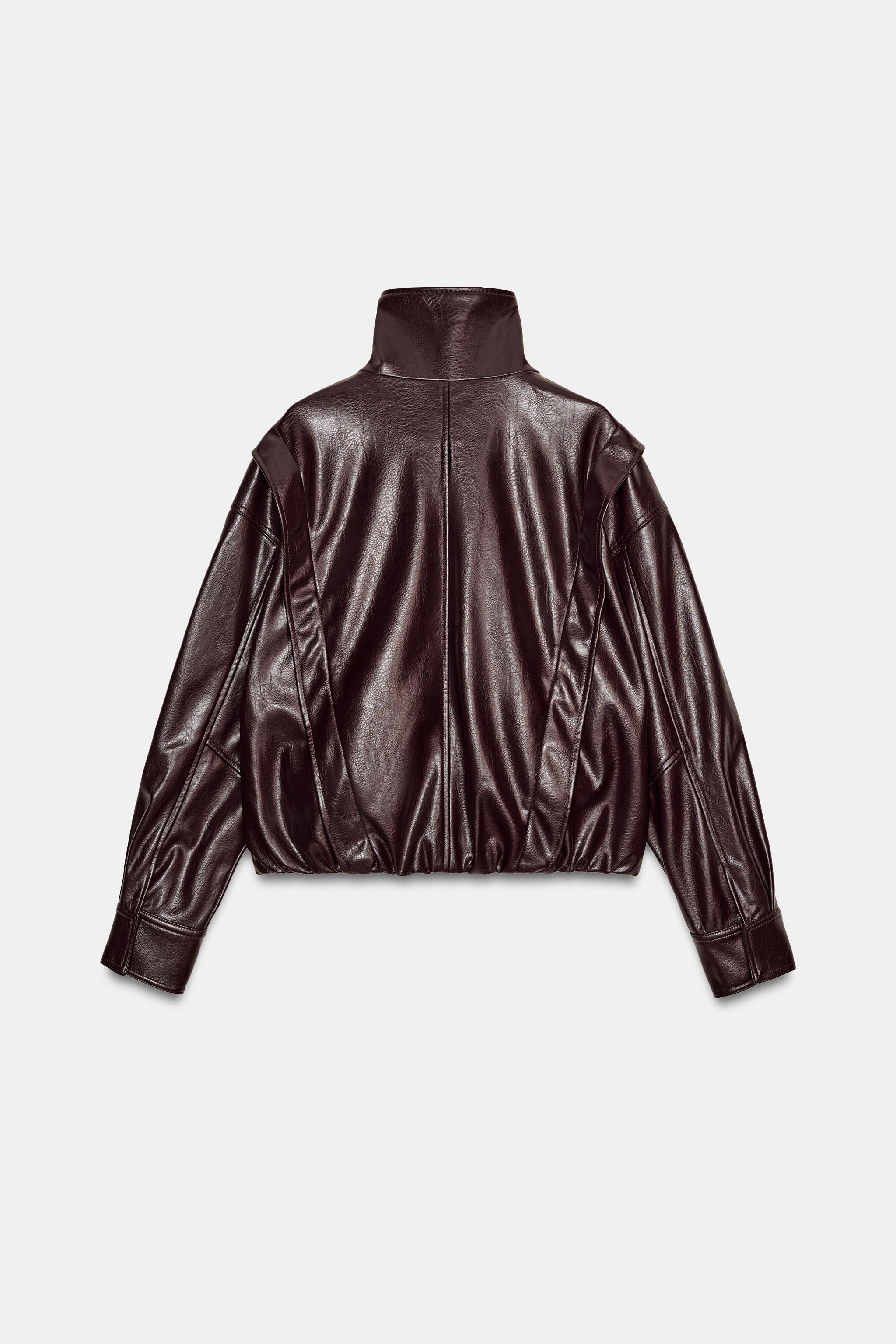 FAUX LEATHER PLEATED JACKET | Zara US