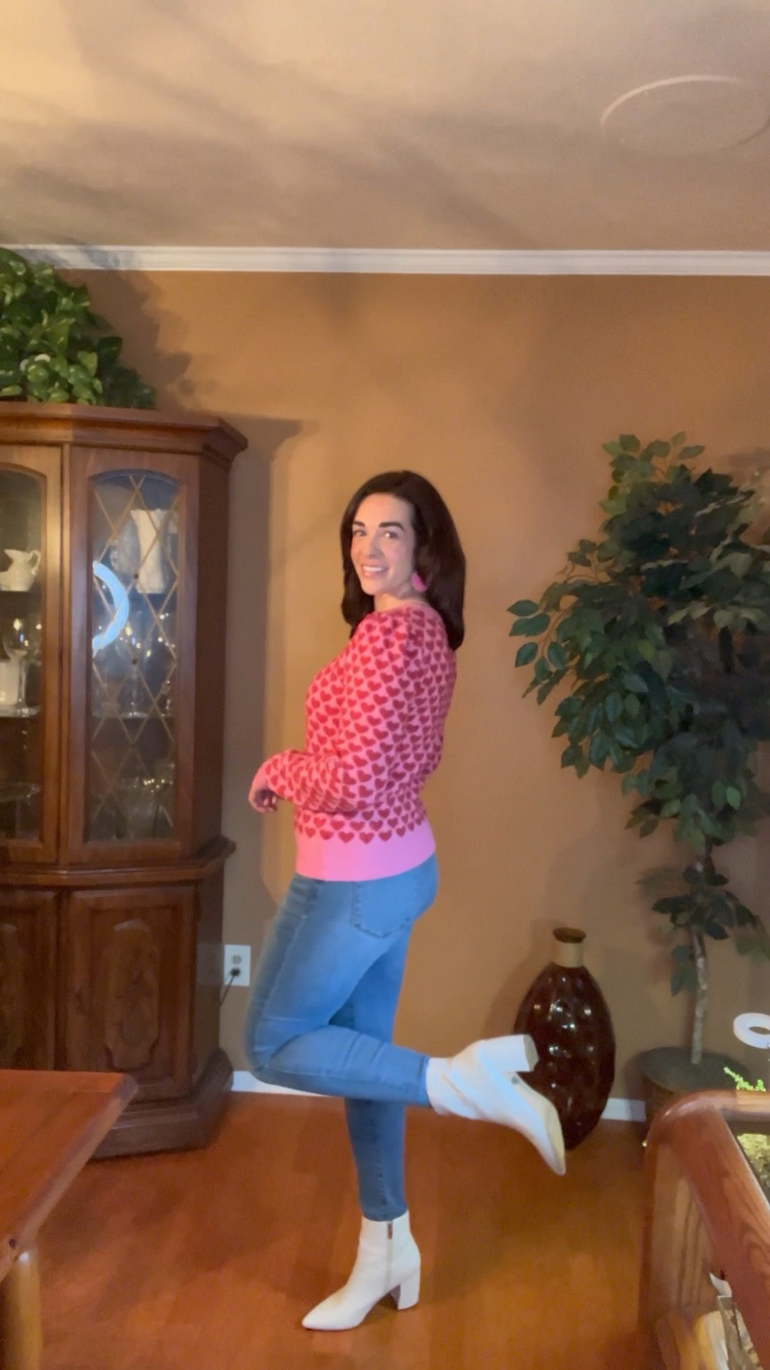 Heart sweater (size small). High waisted denim (size 4). White boots (size 8.5). #sweater #sweaters #heartsweater #denim #jeans #highwaisteddenim #boots #whiteboots #valentinesday #valentinesdayoutfit #winteroutfit #winterfashion 
Valentine’s Day Outfit 

#LTKSeasonal #LTKfindsunder100 #LTKstyletip