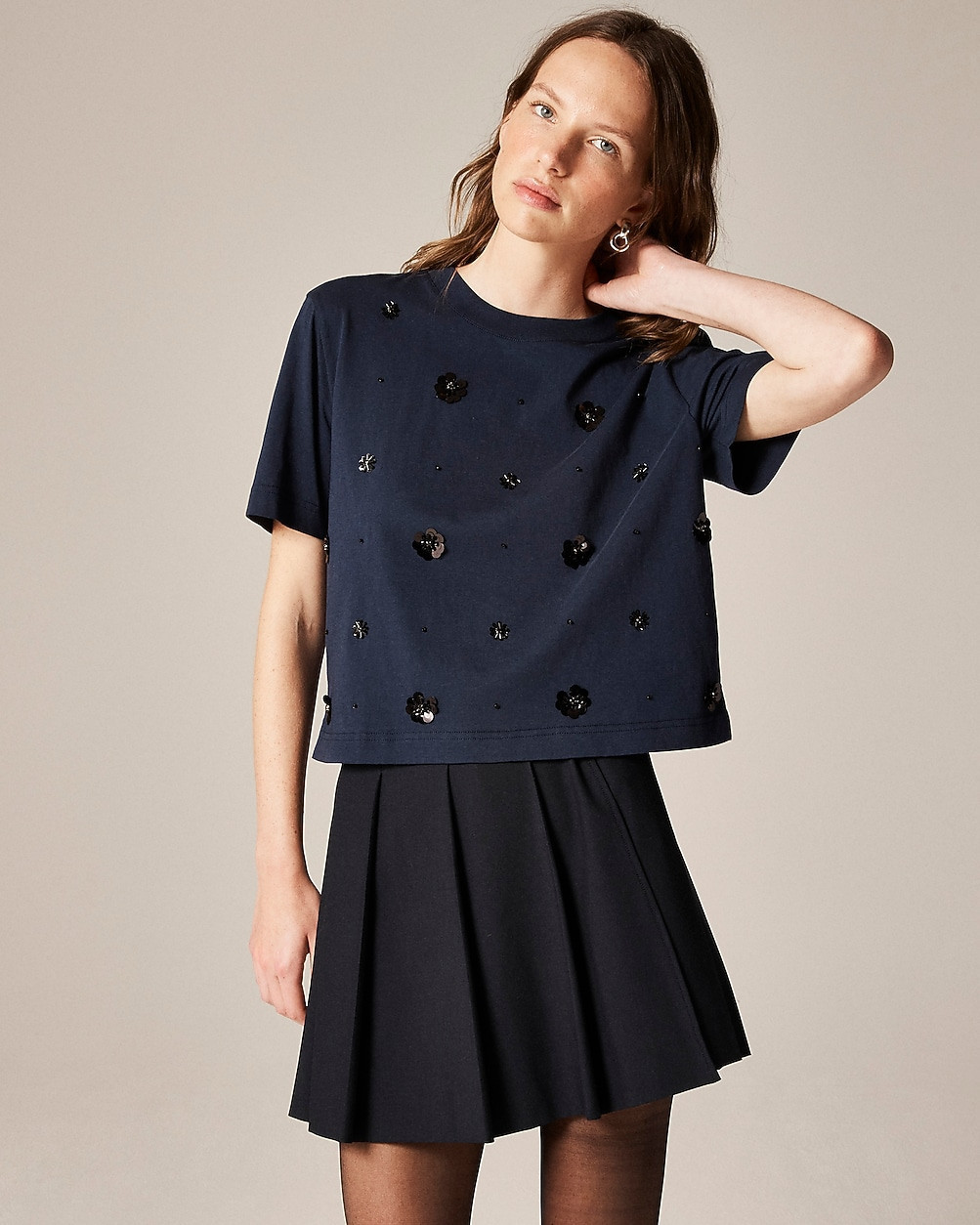 Embellished T-shirt in broken-in jersey | J. Crew US