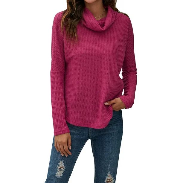 BenBoy Women's Long Sleeve Cowl Neck Tunic Tops Casual Solid Color Pullover Bottoming T Shirt - W... | Walmart (US)