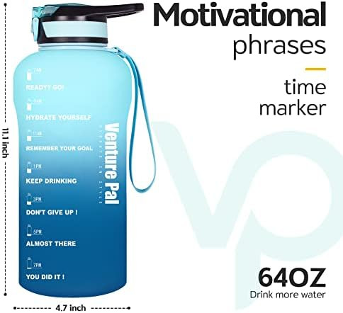 Venture Pal Large Half Gallon/64oz Motivational Water Bottle with Time Marker & Straw, Leakproof BPA | Amazon (US)