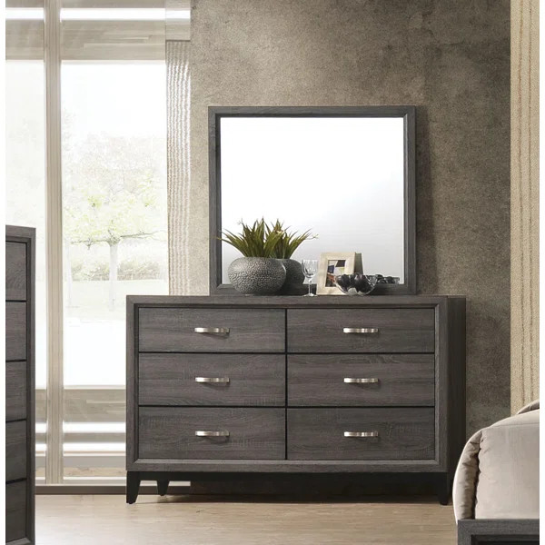 Pershing 6 Drawer 58'' W Double Dresser with Mirror | Wayfair North America