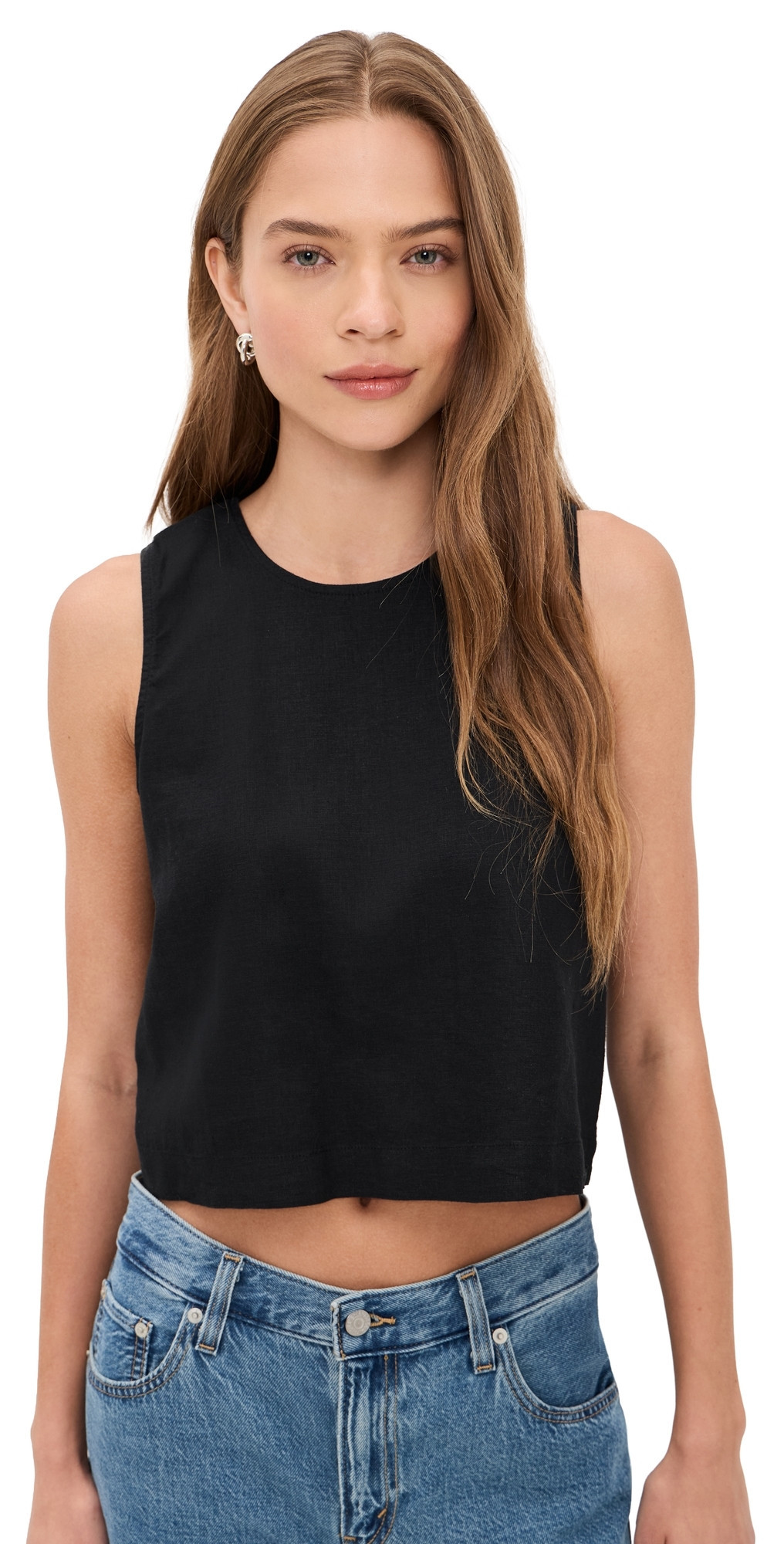 Z Supply Sloane Linen Top Black S | Shopbop